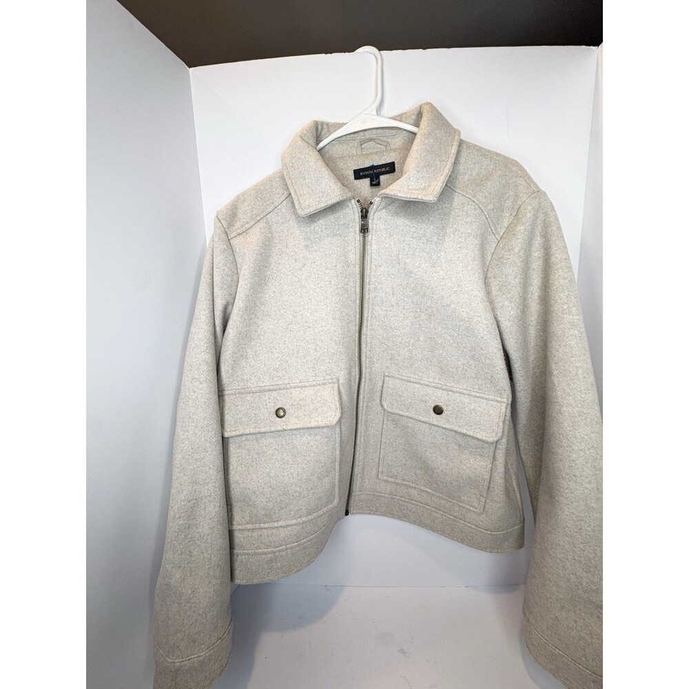 Banana Republic Women's L Beige Jacket With Front Pockets & Zipper